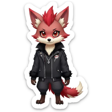 Male edgy cute cool exotic anime-styled Falvie-Fionbri-fantasy-creature-fursona-Fakémon-Pokémon, full body, with markings sticker