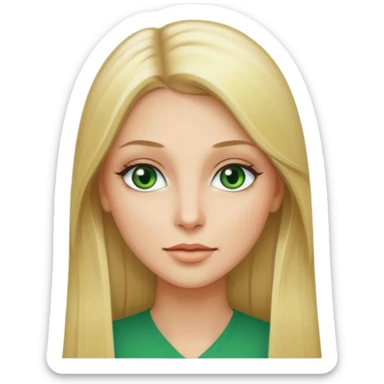 adult female with long straight blonde hair and green eyes sticker