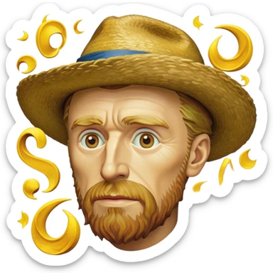 cinematic-realistic-vincent-van-gogh-pop-culture-emoji,-featuring-an-expressive-portrayal-inspired-by-the-legendary-painter-rendered-with-dynamic,-swirling-textures-and-artistic-lighting. sticker
