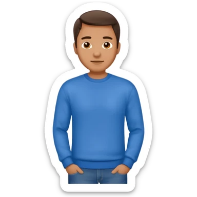 man in shirt with a blue jumper on top and blue jeans sticker