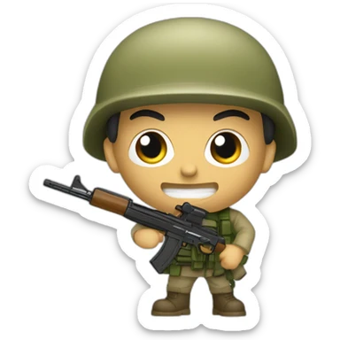 soldado combatiendo fusil ak sticker