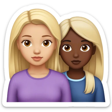 3 girls 2 light skin 1 dark skin sticker