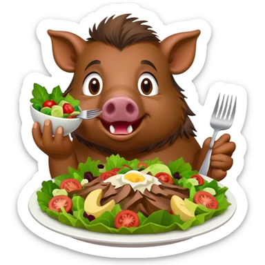 wild hawaiian boar, eating a salad sticker