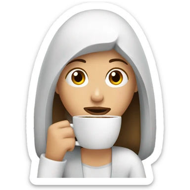 tired french girl with laptop drinking a lot of coffee sticker