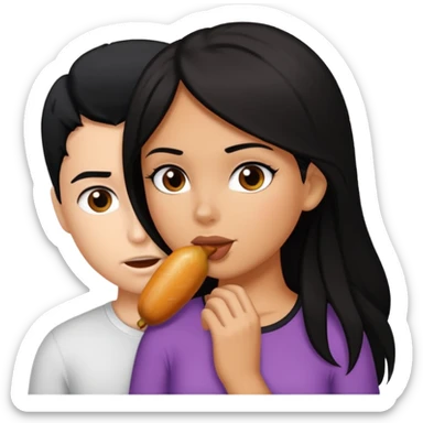 Thick Dark haired girl with big butt and big breasts sucking big white dick from a white male with black hair  sticker