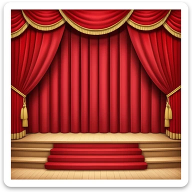 An empty theatre stage with red curtains sticker