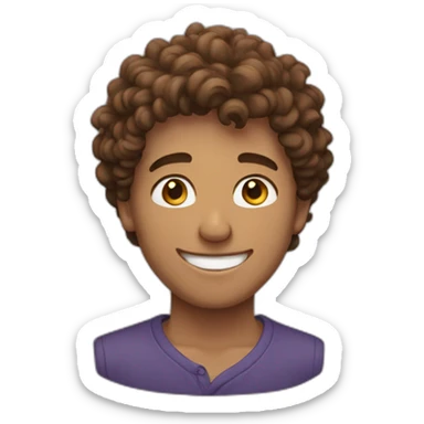 Guy with medium brown curly hair smiling  sticker