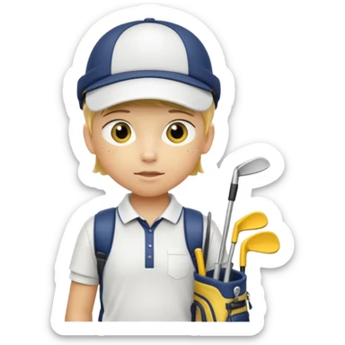 young child beginner golfer yellow default skin. with golf bags on their backs  sticker