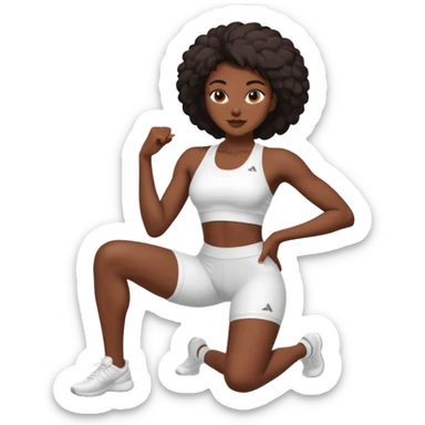 darkskin back woman in white sportswear Fit body focus chin to thigh sticker