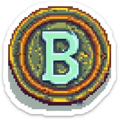 pixel art style coin with letter S sticker