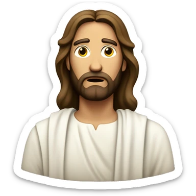 jesus with a confused face and three question marks above his head sticker