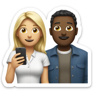 Two people chatting with a smartphone  sticker