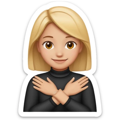 make a girl emoji crossing hands around neck sticker