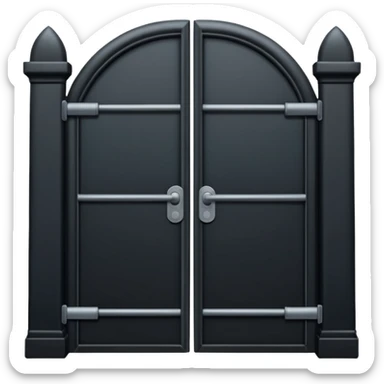 iOS emoji, minimal dark gate, sealed door, flat design sticker