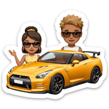 josh king jetset madrid the millionaire internet celebrity panel rank founder and instagram model girlfriend Tefi in Nissan GTR  sticker