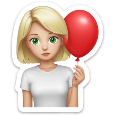 Un fille blonde au yeux vert je veut du mascara sur mais sil je veux un t-shirt blanc moulant et je veux un géant sticker