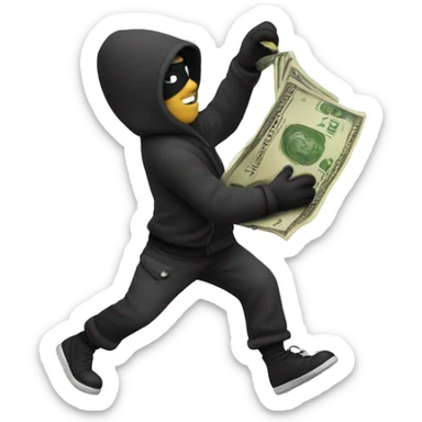 Thief stealing money sticker