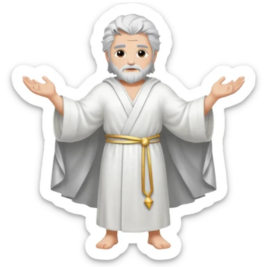 fullbody silverhair god ZEUS, white robe over shoulder, armsdown sticker