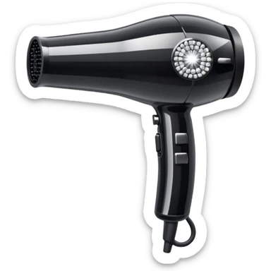 black blow dryer covered in diamonds sticker