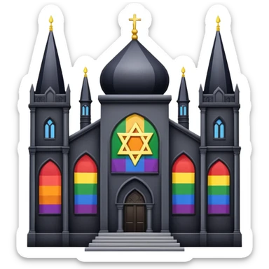 jewish synagogue temple in dark goth aesthetic style with lgbt flags sticker