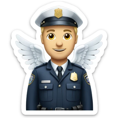 A White Police man with ANGEL WINGS sticker
