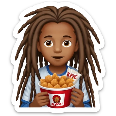 Black kid with long dreads eating kfc sticker