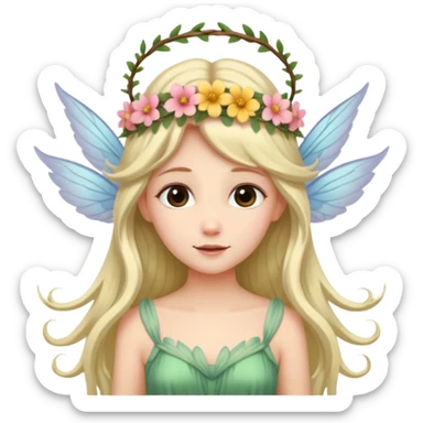 Fairy with wings flower crown on head sticker