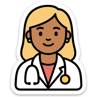 Latina doctor with light blonde hair, professional and friendly sticker
