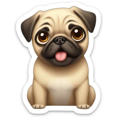 cute anime pug with a shocked face sticker