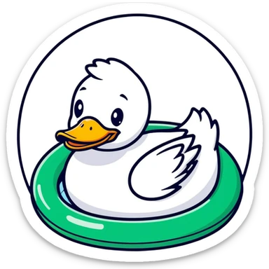 Duck in a duck rubber ring sticker
