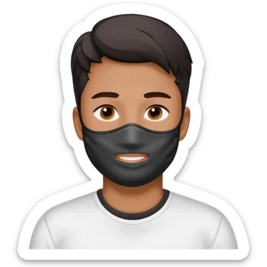  man, skincare charcoal face mask, white shirt sticker