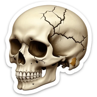 A skull with half turning to dust sticker
