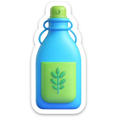probiotic symbol in bottle or pouch form, emphasizing health and freshness, blue and green tones sticker