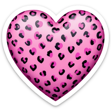 pink leopard print heart sticker