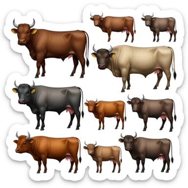 make an image which give a clear context of a cattle/buffalo diffrent  breeds gallery  in this i will showing diffrent diffrent breeds of cattle / buffalo  sticker