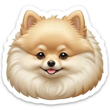 Meme-Worthy Cute Sleeping Cream Pomeranian Portrait Emoji, Head resting peacefully with a contented smile, showcasing a delightfully compact build and a luxuriously soft, fluffy cream Fur, eyes shut in a serene nap, Simplified yet hilariously adorable features, highly detailed, glowing with a soft, drowsy light, high shine, relaxed and utterly lovable, stylized with an air of playful laziness, bright and heartwarming, soft glowing outline, capturing the essence of a comically sleepy companion, so meme-worthy it feels like it could instantly become the next viral sensation of adorable slumber! sticker