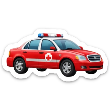 Emergency Medical Services department building with Emergency Medical Services car near sticker
