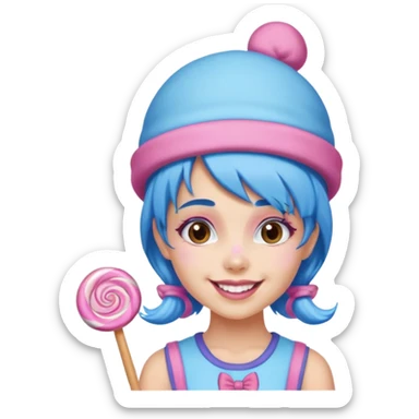 candy hatted girl from candyland lue pink hair sticker