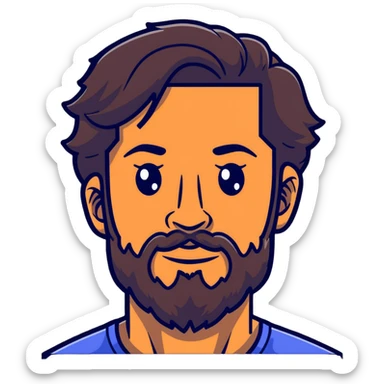 man face with beard, medium skin tone, and dark wavy hair sticker