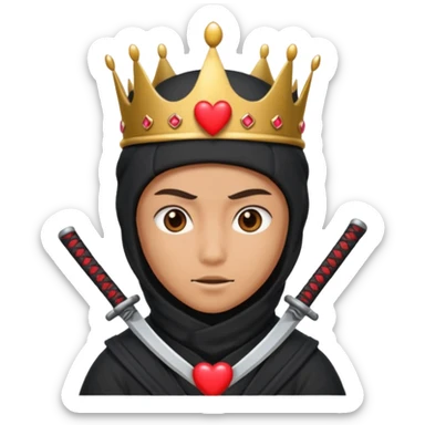 Ninja con ojos de corazón y una corana sticker