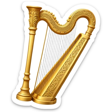 Irish carved golden harp sticker