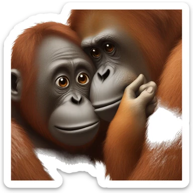 Emoji of Big Orangutan kissing small emoji of monkey sticker