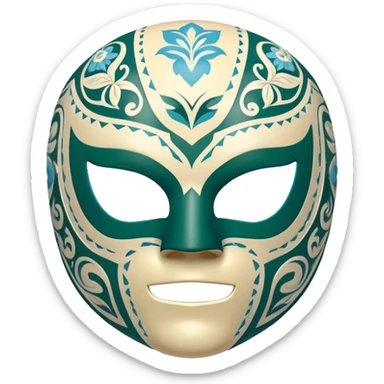 forest green, cream, and Carolina blue luchador mask sticker