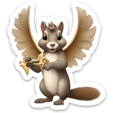 Squirrel with angel wings holding Cupid‘s arrow ￼ sticker