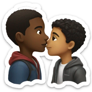 Black boy and hispanic boy kissing sticker