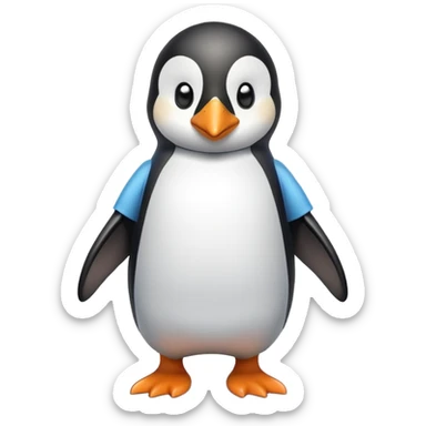 friendly anthropomorphised penguin in a shirt and t-shirt brisk walking sticker