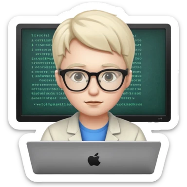 crie um nerd programando sticker