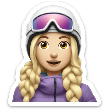 Pretty blonde girl snowboarding white skin, on snowboard  sticker