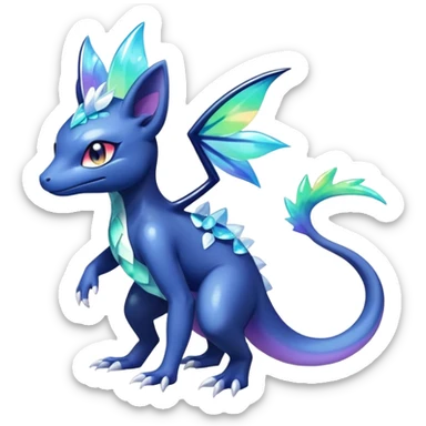 Rainbow crystalic Shiny pastel Salandit-Meowstic-Noibat-Fakémon-hybrid-creature (full body)  sticker