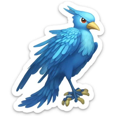 Edgy Fantasy legendary blue bird water-type-Hydro-Phoenix-avian Fakemon full body sticker
